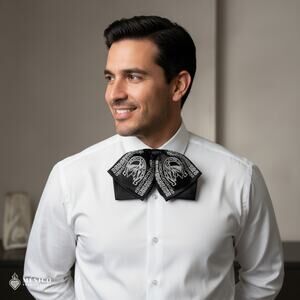 Mexican Embroidered Charro Moño – Traditional Satin Mariachi Bow Tie